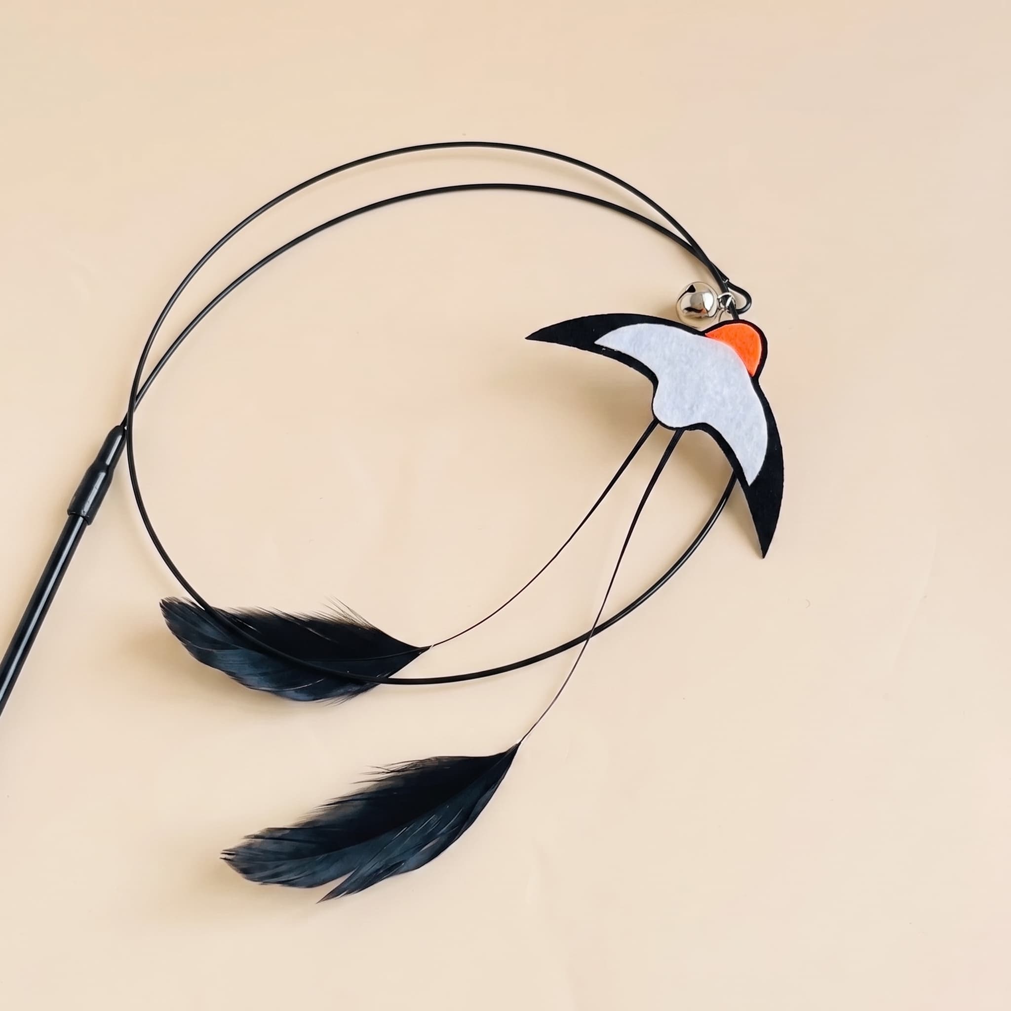 Interaktive Vogel-Federangel mit Glöckchen