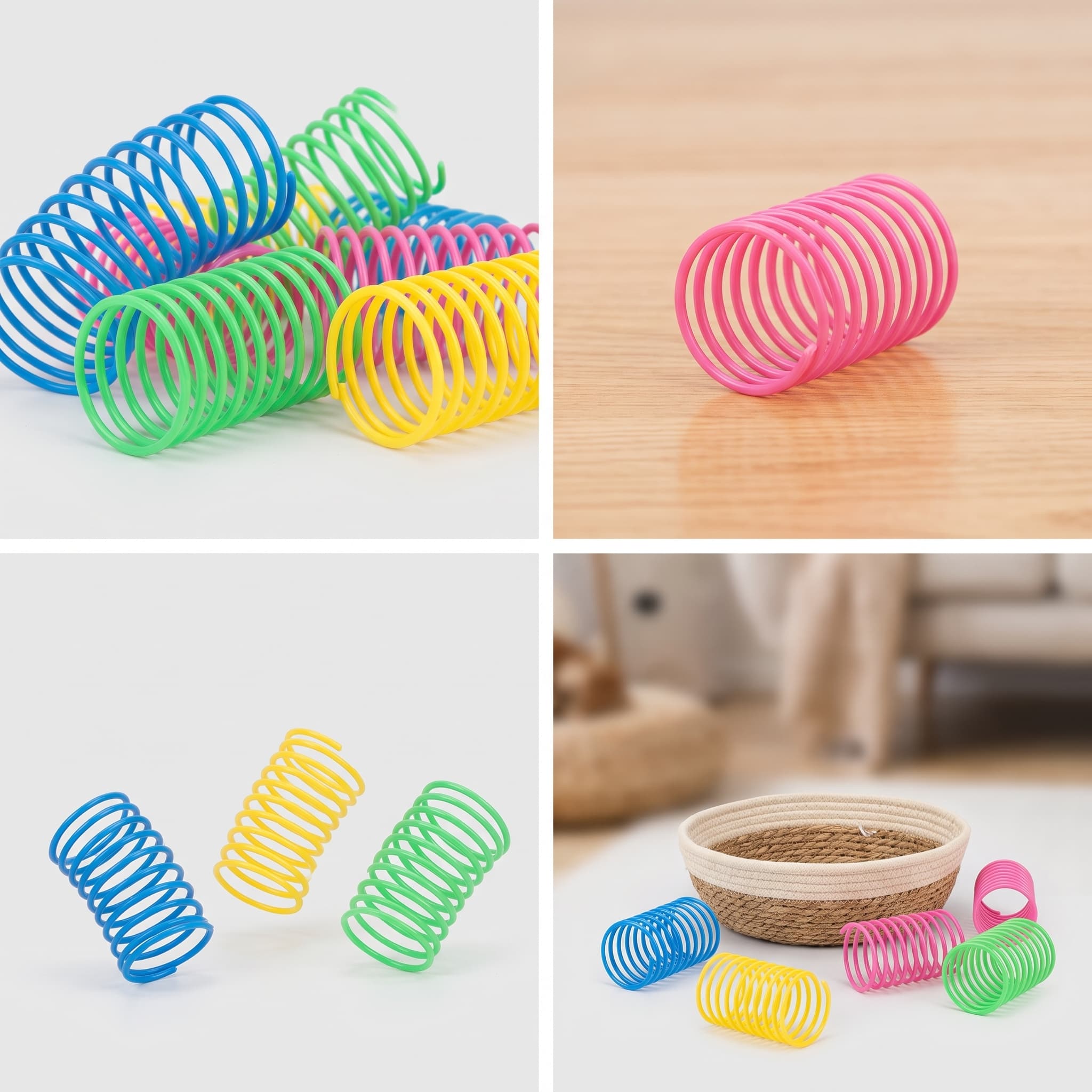 Bunte springende Spiralfeder Katzenspielzeuge Interaktive Kunststoff-Spiralen