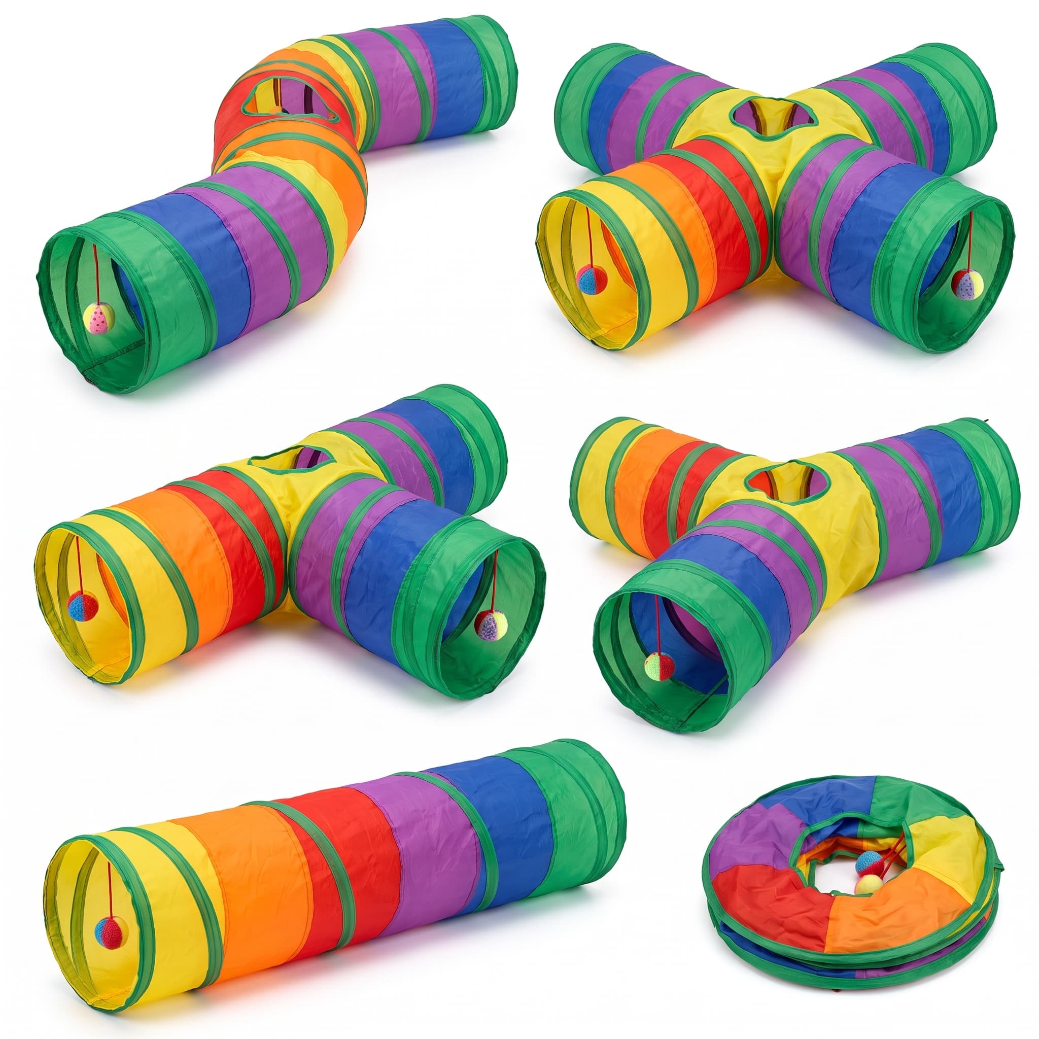 Foldable Cat Play Tunnel with Crinkle Paper, S/T/Y Shapes
