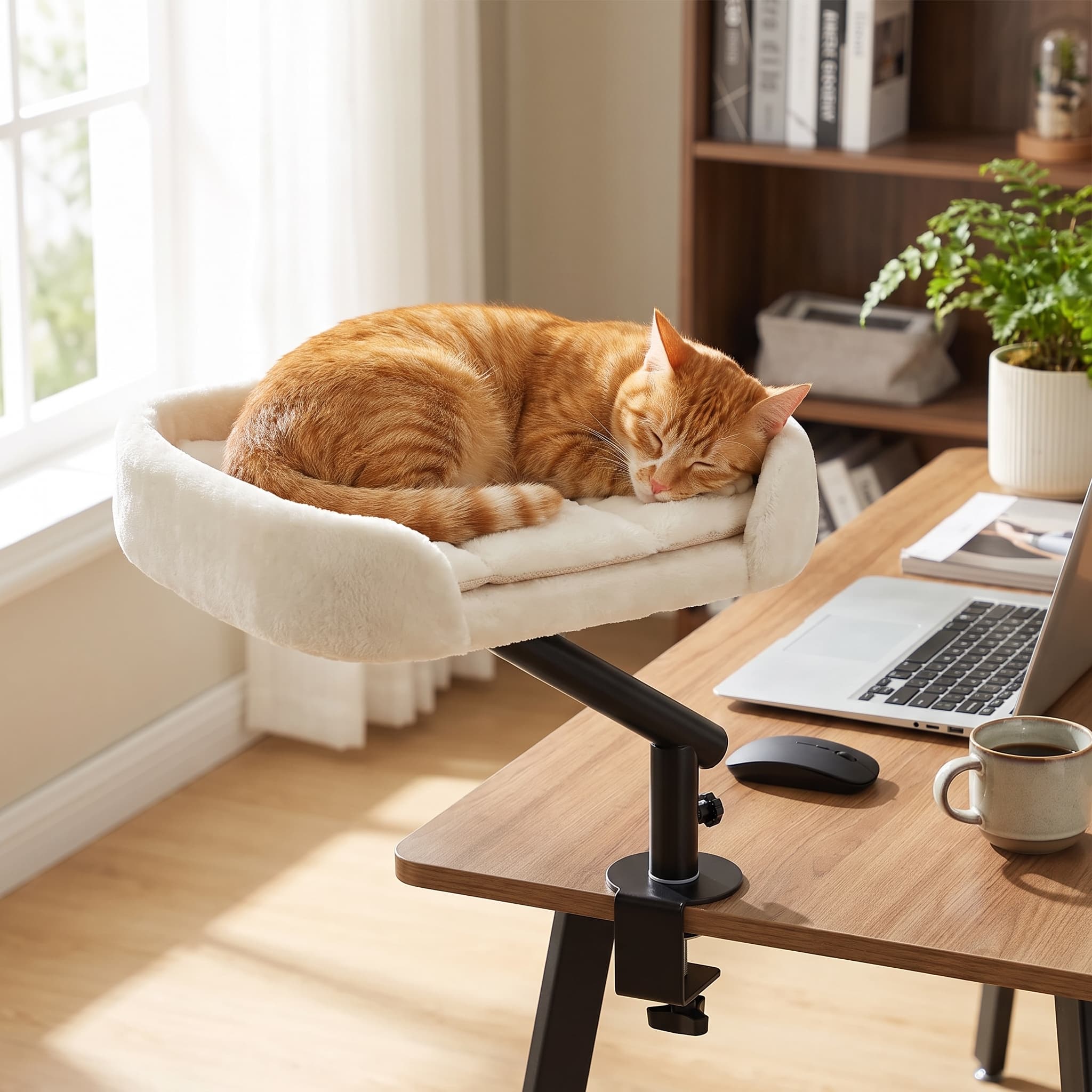 360° Rotatable Clamp-On Desk Cat Bed